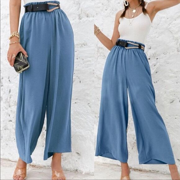 Boho Wide Leg High Waist Flowy Pants - Picture 10 of 13